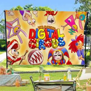 Popular Animated The A-Amazing D-Digital C-Circus Large Size Flags Printing Patterns Interesting Birthday Party Decorations