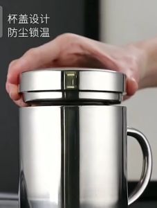 SUS304 Double insulated Scaldproof Mug With Lid 304不锈钢 双层隔热防烫马克杯带盖