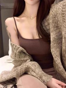 Áo Ba Lỗ Không Tay Dày Dặn Cho Nữ Pure Desire Style Cotton Polyester Blend Workwear Slim Fit Backless Crossbody Vest