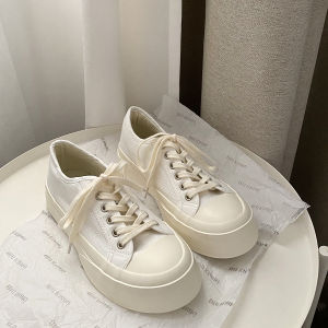 Cute Japanese Style Canvas Shoes Womens Low Top round Toe Thick Bottom Versatile Ugly Adorable Big Head Flat Footwear