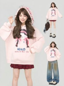 KEIKO | Sweet Dopamine Print Flannel Lined Hoody
