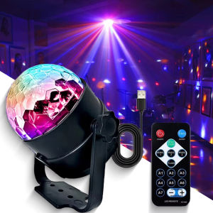 Magic Dance Car RGB LED Stage Disco Light Rotating DJ Ball Strobe Remote Sound Control Party Club Laser Show Lamp Christmas Gift