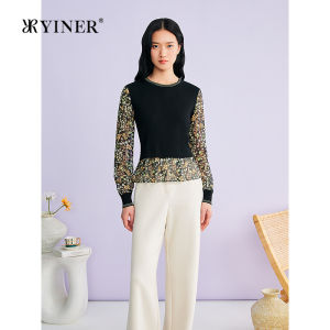 Spring New Design Flower Sleeve Fake Two-piece Knitwear