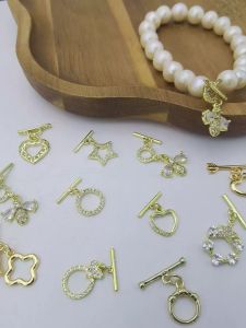 จี้ OT ชุบทอง 14K รูปหัวใจ 4 ใบ ลายเรขาคณิต เครื่องประดับสร้อยข้อมือ สร้อยคอ จี้ปิด DIY อุปกรณ์ทำเครื่องประดับทำมือ