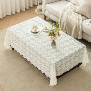 French Lace Hollow White Tablecloth American Country Style Simple Tea Table Cover Living Room Rectangle Tablecloth Home Decor
