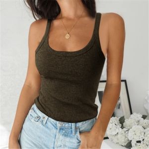 Womens Sleeveless Knitted Tank Top Casual Basic Camisole Cleanfit Style 3D Effect Standard Fit Citywalk Suitable Breathable
