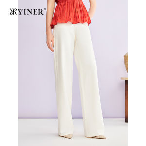 YINER | Commute-friendly Hemp-blended Embroidered Denim Pants