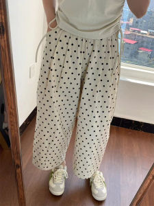 สไตล์ญี่ปุ่น Polka Dot บอลลูนกางเกงผู้หญิงฤดูร้อนบางกางเกงขากว้าง Menyanjung K-Length Harem กางเกงสําหรับ PLUS ขนาดผู้หญิง