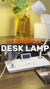 Multifungsi Lampu Meja LED Lampu Belajar 3 Warna Bluetooth Speaker Phone Wireless Charging Desk Lamp