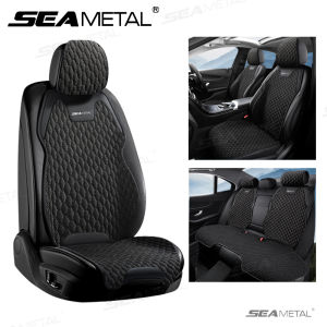 SEAMETAL Flax Car Seat Cover Front/ Rear Linen Fabric Seat Cushion Breathable Car Seat Protector Mat Pad Universal For Most Truck SUV Van