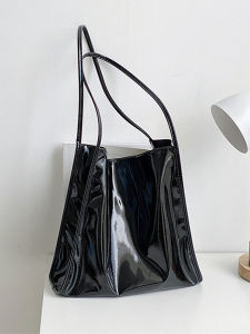 Korean Style Super Soft Shiny Leather Tote Bag Large Capacity Casual Fashion Womens Bag New 2025 Handheld Underarm Bag