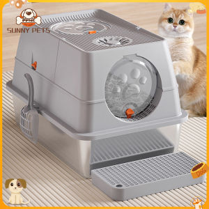 Stainless Steel Cat Litter Box With Pedal Foot Pad Fully Enclosed Detachable Cat Litter Box Deodorizing Bag To Remove Odor