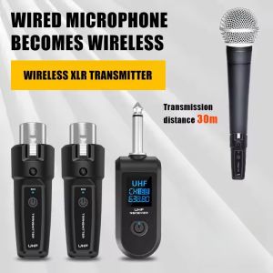 Wireless Microphone System XLR Mic Converter Adapter Condenser Dynamic Mic UHF Automatic Transmitter
