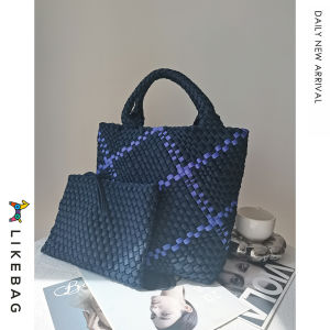 LIKEBAG Fashion Women Woven Bag Handbag Nylon Large Capacity Tote Bag With Woven Clutch bag