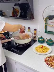 Pot Cover Rack Kitchen Cutting Board Organizers Punch-Free Wall Mounted Double Layer Rack Multifunctional Kitchen Storage Rack