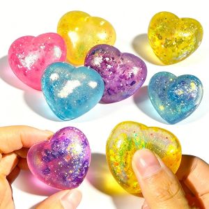 1Pc Changing Color Heart Squeeze Toy Sequins Love Fidget Toy Squishy Pinch Kneading Toy Stress Reliever Toy Kid Party Favor Gift