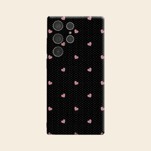 Black Pink Heart Polka Dot Luxury Fashion Full Lens Protective Case for Samsung Galaxy S26 S25 S24 A56 A36 Plus Ultra