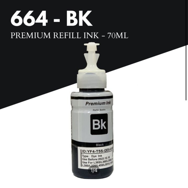 Black Compatible Refill Ink Dye Ink 664 Black Wholesale For Epson L120 L210 L360 Printers 70ml 2668