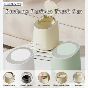 JustLiving Mini Trash Can Nordic Desktop Trash Can Creative Trash Can Household Coffee Table Trash Can Kitchen Small Trash Can Small Size Garbage Bin Double Layers Table Desktop Trash Can with Lid