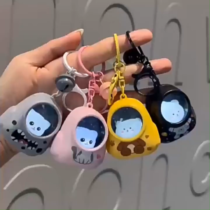 MD-C1372 Gantungan Kunci Lampu Backpack Cat Astronot / Keychain With Night Lamp Karakter