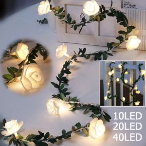 1.5/3/6M LED Rose String Lights Flower Rattan Bouquet Decor Girl Confession Romantic Battery Power Christmas Light