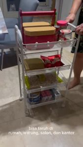 Rak Troli 3 4 Susun / Rak Lantai Beroda / Rak Penyimpanan Serbaguna / Rak Salon Dapur
