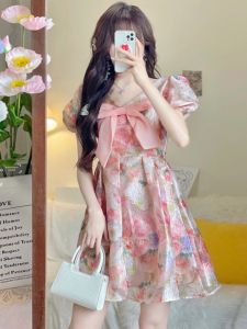 QFN | Flirty Summer Dress With Puff Sleeves Waist Slimming Effect
