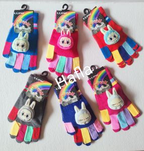 Sarung Tangan Rajut Wanita Dewasa Remaja Motif Boneka Labubu Gloves Cewek Berkendara Motor