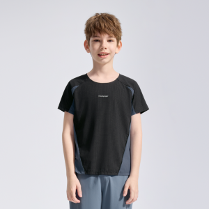 Moodytiger Kids Sport T-shirt Summer Breathable Patchwork Quick Dry Short Sleeve Top Air Clothes for Big Kids Moisture Wicking