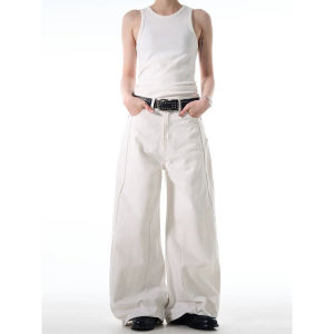 Womans Denim Pants White Jeans Women Y2K Baggy Vintage High Waisted Jeans Straight Streetwear Casual Loose Big Size Wide Leg