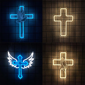 Cross Series Neon Sign For Wall DecorLed Neon Light For Bedroom Christian Decor Religious Room EasterChurch Decoration