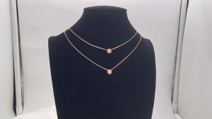 H&P Giftshop สร้อยคอสแตนเลสจี้พลอยเทียมเม็ดเล็กๆน่ารักๆ สามารถใส่อาบน้ำได้ไม่ลอกไม่ดำ 1917#