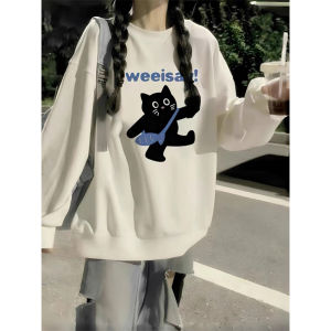 Girls round Neck Sweatshirt Pure Cotton Loose Fit School Style Middle High School Students Casual Comfortable Top
