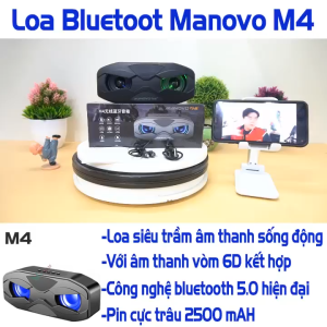 Loa MANOVO M4 Bluetooth 5.0 kép bass mạnh siêu trầm - Củ Loa tích hợp Nghe Nhạc