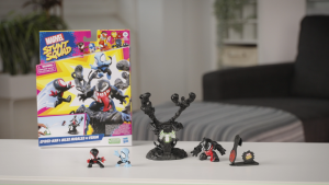 Marvel Stunt Squad Villain Knockdown Playset with Spider-Man Miles Morales and Venom 1.5” Action Figures