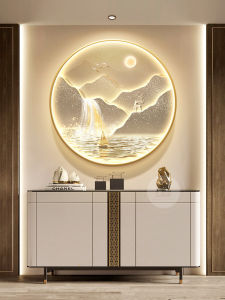 Accessible Luxury Entry Door Entrance Painting Make a Fortune as Endless as Flowing Water Landscape Painting Circular Hanging Painting Corridor and Aisle Mural Fancy