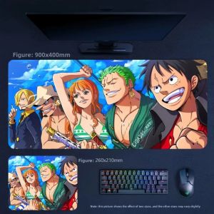 Bandai | Quality Leather Precision Edge Large Size 90x45cm Table Pad High Definition Cartoon Anime ONE PIECE Luffy Zoro Leather Mouse Pad