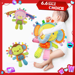 Baby Tags Stuffed Animal Soft Toy Lovey Elephant Plush Bell Toy Built-in Rattles Sensory Toy for Newborn Toddler Infant Gifts