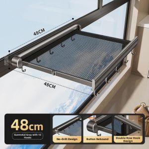 Invisible Suction Cup Extendable Folding Clothes Drying Rack