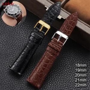 Crocodile Pattern Design Leather Watch Strap 18mm 19mm 20mm 21mm 22mm Soft Watchbands Business Wristwatch Band with Pin Buckle