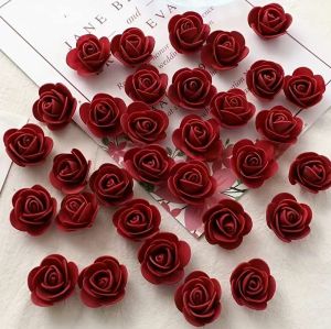 100/300Pcs 3cm Foam Rose Artificial Flowers Head Teddy Bear Roses Handmade DIY Gift Decoration Wedding Valentines Day Home Decor