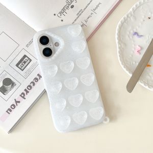Glitter Heart Silicone Suction Cup Phone Case For iPhone 17 16 15 14 Pro Max 17Pro Hands-Free Phone Cover For Selfies and Videos