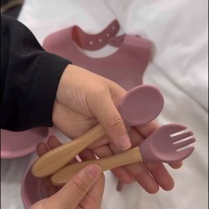LAKOE 6In1 Peralatan Makan Bayi Silicone/Hampers Newborn Baby Feeding Set Silicone Alat Makan Mpasi Bayi