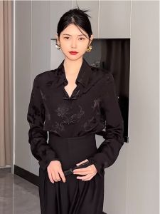 NINGXI | V-neck Design Chinese Retro Shirt for Women