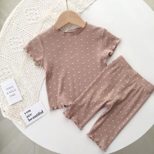 JIFANPAUL | Bộ Đồ Ngủ Mùa Hè Nhẹ Nhàng Họa Tiết Chấm Bi Thời Trang Cho Bé Gái 2 Mảnh
