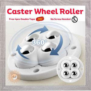 ALife World 4pcs Universal Small Mini Wheel 360 Degree Rotating Self Adhesive Without Screw for Furniture