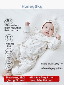 HoneySky | Áo liền quần dài tay 100% cotton cho trẻ sơ sinh mùa thu