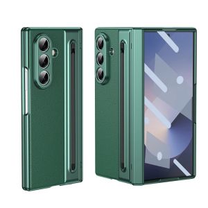 For Samsung Galaxy Z Fold 8 Ultra 7 6 5 4 3 S Pen Leather Phone Case Hinge Protection & Built-in Screen Protector & Stylus Pen