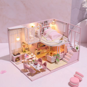Wooden Mini Doll House DIY House Kit Handmade Duplex Apartment Production 3D Puzzle Assembly Building Model Toy Children Gifts
