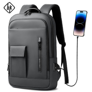 HK Slim Business Backpack Men Waterproof 15.6 inch Laptop Backpack with USB Port Lightweight Work School Bag for College Office Daily Travel Backpack